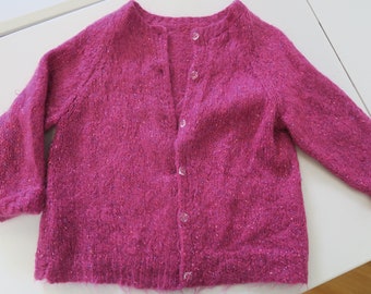 fuzzy pink cardigan sweater