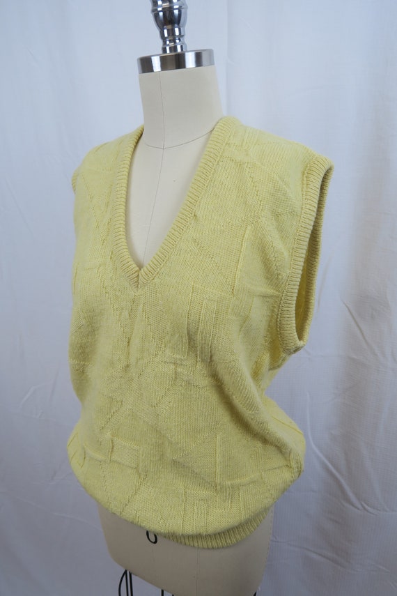 Vintage Butter Yellow Textured Knit Wool Sweater … - image 4