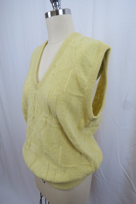 Vintage Butter Yellow Textured Knit Wool Sweater … - image 6