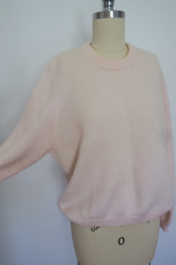 Pale Pink Handknit Wool Vintage Jumper - image 7