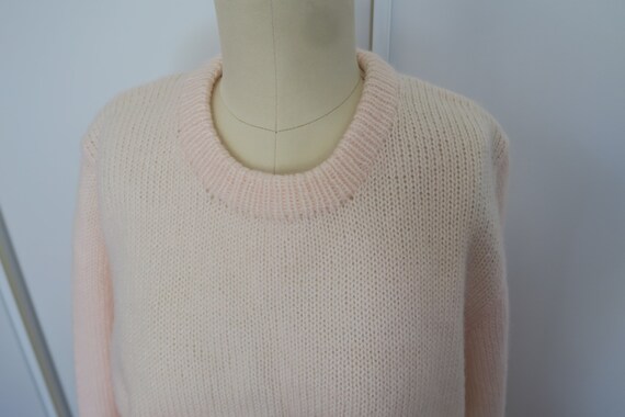 Pale Pink Handknit Wool Vintage Jumper - image 5