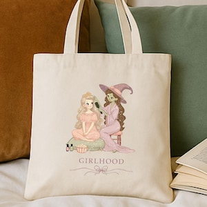 GIRLHOOD GLINDA & ELPHABA Tote Bag, Wicked Inspired Bag, Wicked Fan Gift, Wicked Movie Merch, Wicked Musical, Cotton Canvas Bag, Cute Bag