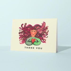 Tarjeta de agradecimiento hecha a mano / Tarjeta pintada a mano / Tarjeta de agradecimiento / Tarjeta de agradecimiento personalizada / Tarjeta para amiga / Arte femenino / Tarjeta única
