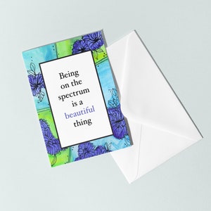 Tarjeta de apoyo para el autismo, tarjeta de apoyo para la salud mental y el orgullo por la discapacidad, tarjeta para el trastorno del espectro autista, tarjeta para el trastorno del espectro autista