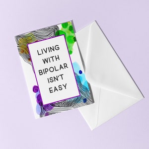 Bipolar Support handgemachte Grußkarte | Bipolare Störung Karte | Psychische Gesundheit Karte | Handbemalte Karte Ermutigungskarte | Kundenspezifische Karte