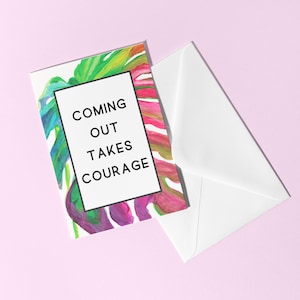 Tarjeta LGBTQ para salir del armario hecha a mano / Tarjeta pintada a mano / Tarjeta del Orgullo Gay / Arte arcoíris / Tarjeta de celebración / Tarjeta de felicitación / Tarjeta de apoyo
