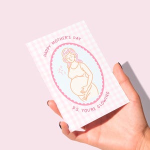 Handgemaakte Moederdagkaart voor aanstaande moeder, Happy Mother's Day-wenskaart, pastelkleurige esthetische kunst, minimalistische moederkaart, zwangerschapskaart