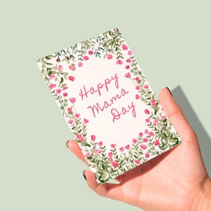 Tarjeta del Día de la Madre hecha a mano, tarjeta de felicitación para el Día de la Madre, arte floral pintado, tarjeta floral hecha a mano para el Día de la Madre, tarjeta para mamá, tarjeta en blanco