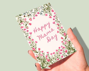 Carte de fête des mères faite main, carte de voeux joyeuse fête des mamans, art floral peint, carte de fête des mères florale faite main, carte pour maman, carte vierge