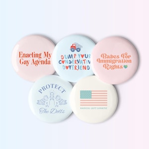 Progressive Protest Button Pin Set, Set of 5 Pin Accessories, Resistance Solidarity Pins, Liberal Political Gear, Anti-Trump Statement