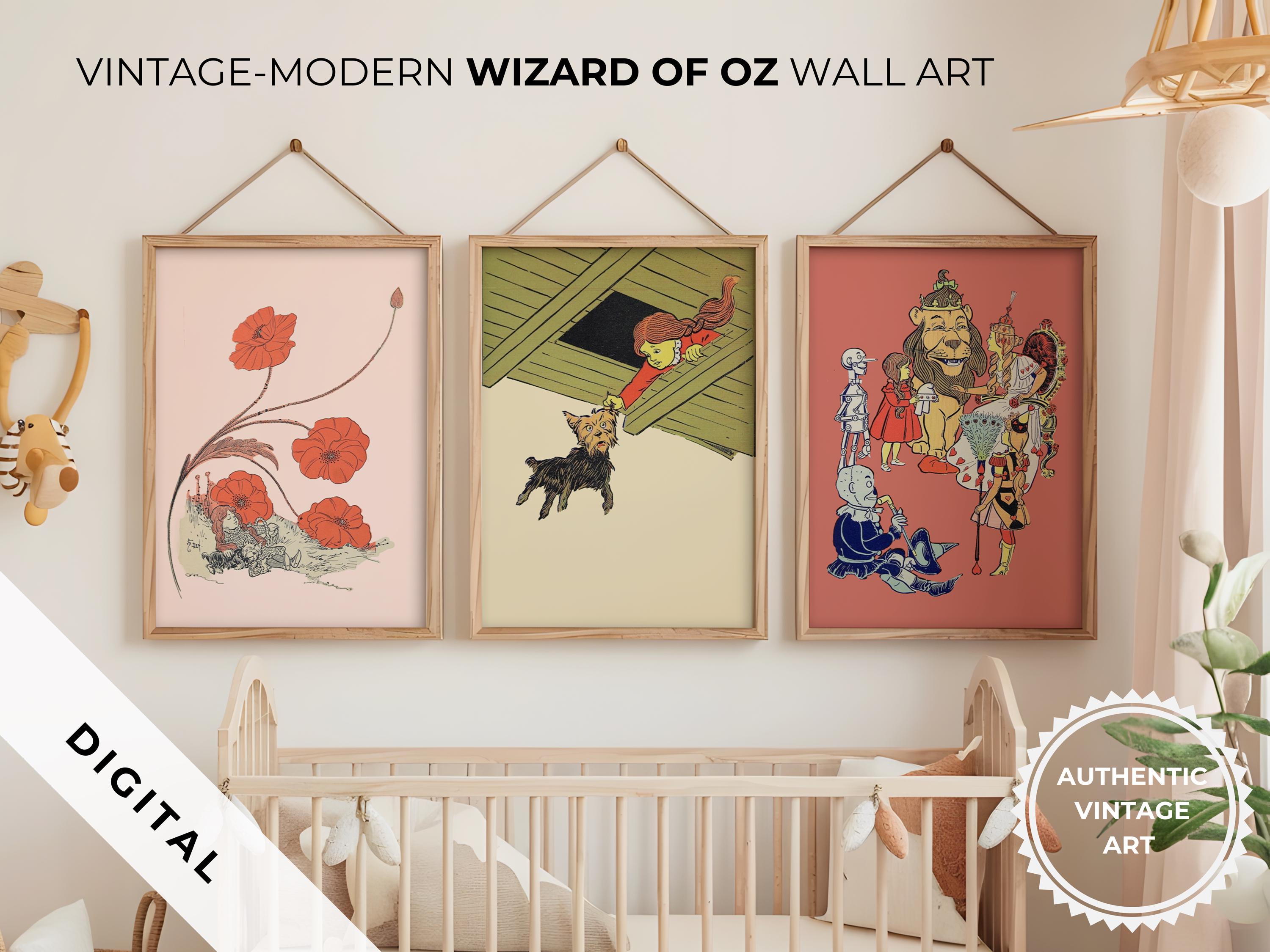 Set of 10 Vintage Wizard of Oz Digital Art Bundle, Whimsical Wall Decor, Kids Room Art, Fairytale Aesthetic, Instant Download Prints, Wicked