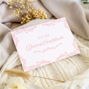 Cartão de pedido de casamento para madrinha, para minha querida confidente - convite para festa de casamento em estilo vintage, seja minha madrinha, cartão manuscrito