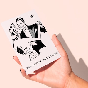 Carte d'amour rétro romantique faite main, vous > Chaque chose, carte de voeux, carte d'art vintage, carte de Saint-Valentin, carte d'anniversaire