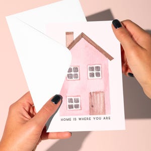 Aquarell Valentinstag Karte, Zuhause ist, wo du bist Karte, Liebeskarte, handgemachte Grußkarte, Karte für Partner, romantische Grußkarte