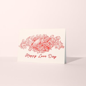 Tarjeta de San Valentín hecha a mano con el mensaje "Happy Love Day", tarjeta de felicitación con texto en inglés "Happy Love Day", estética coqueta, regalo de San Valentín, tarjeta de arte vintage