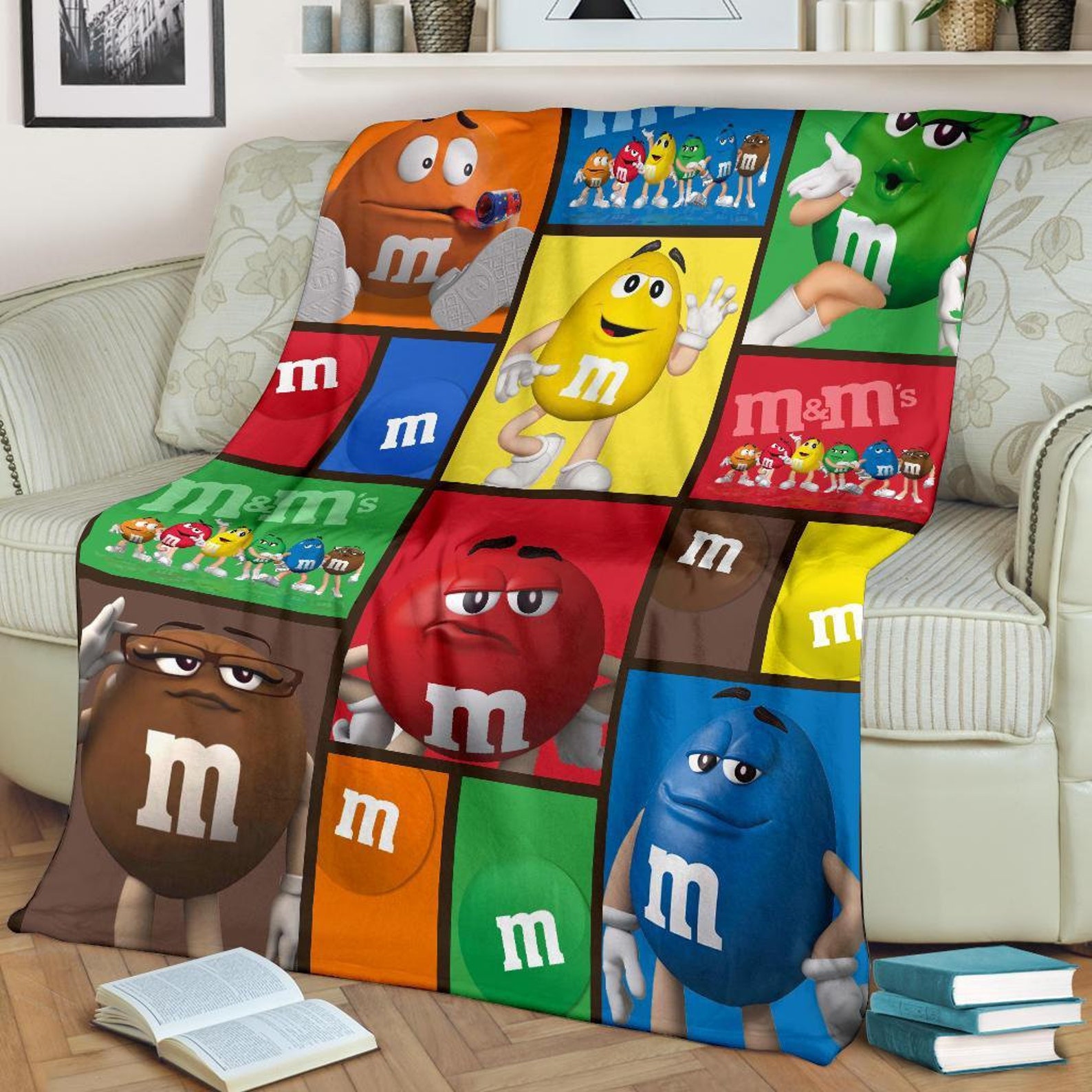 M&M Quilt Blanket Funny Gift Idea For M And M Lover Gift For Etsy