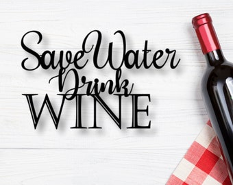Tarika Save Water Drink Wine Retro Look Metal 8X12 Inch Decoration Plaque Sign for Home Funny Wall Decor
