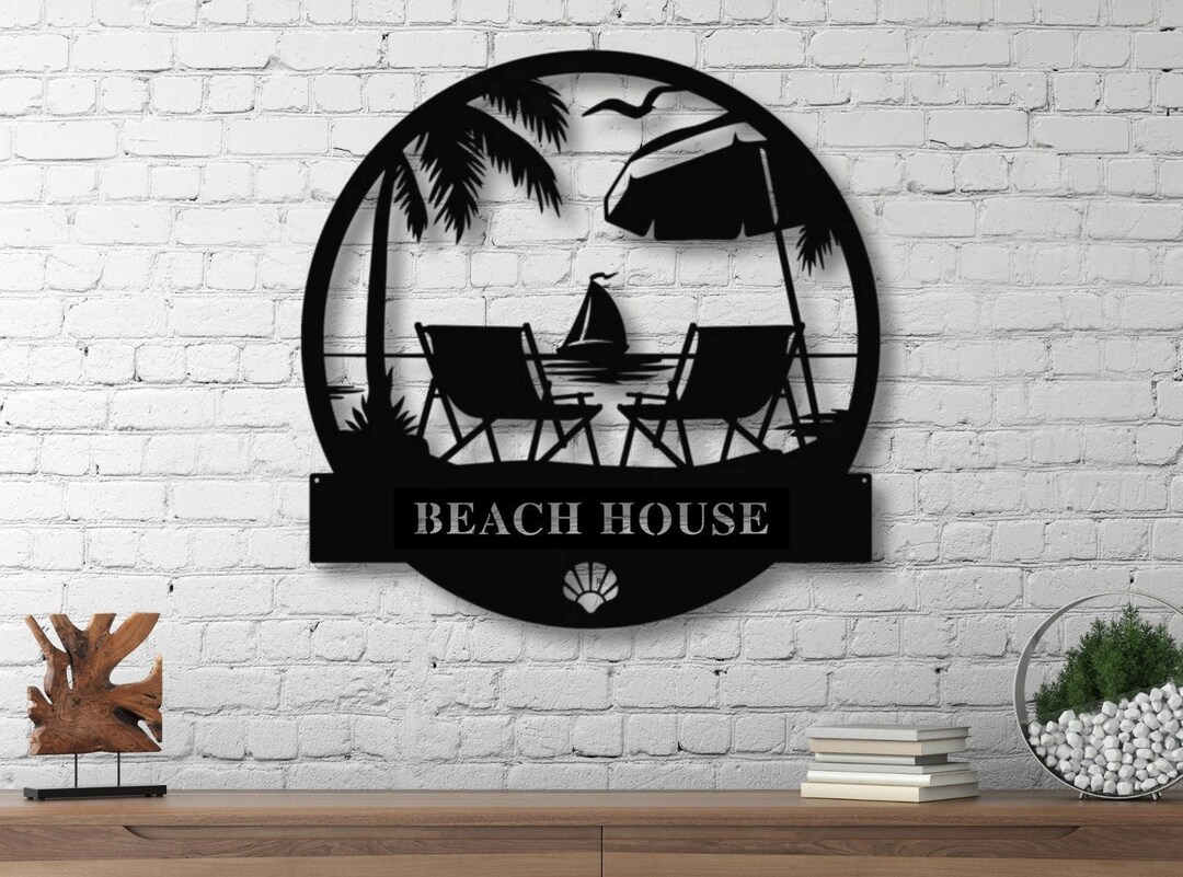 Metal Beach House Sign Custom Family Name Beach Sign Beach Etsy