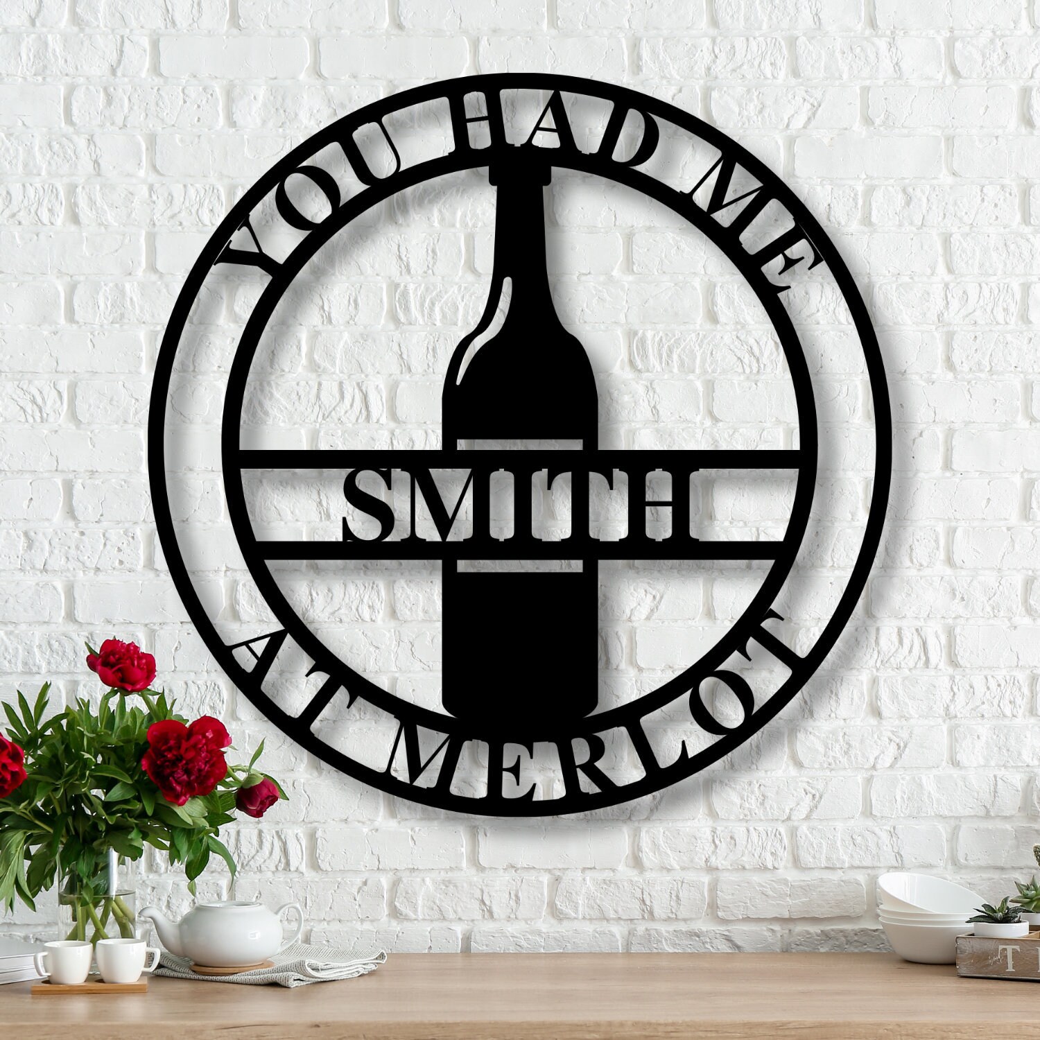 Custom Wine Bottle Sign Metal Name Sign Custom Merlot Sign Etsy