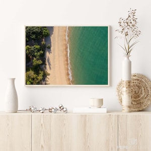 Digital Beach Print, Tropical Coastal Poster, Ocean Wall Art, Aerial Beach Photography | Beach Cruise - Magnetic Island, Australia