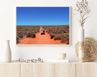 Digitale landschapsprint, Australië Wall Art Print, Landschapsfotografie | Red Sand Tracks - Francois Peron National Park, Australië
