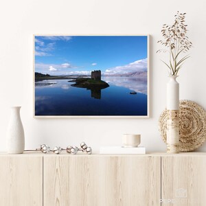 Digital Landscape Print, Scotland Wall Art, Landscape Print, Castle Photography Print, Highlands | Castle Stalker - Appin, Scotland