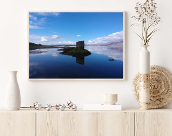 Digital Landscape Print, Scotland Wall Art, Landscape Print, Castle Photography Print, Highlands | Castle Stalker - Appin, Scotland