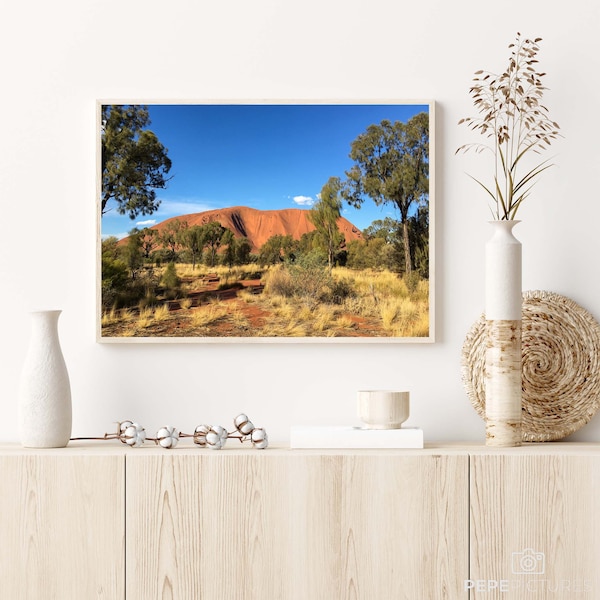 Digital Landscape Print, Australia Landscape Photography, Outback Wall Art, Uluru, Ayers Rock | Outback Oasis - Uluru, Australia