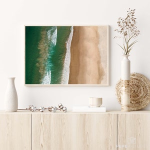 Digital Beach Print, Ocean Wall Art, Aerial Beach Photography, Coast Line Home Decor, Droneshot | Beach waves - Byron Bay, Australia
