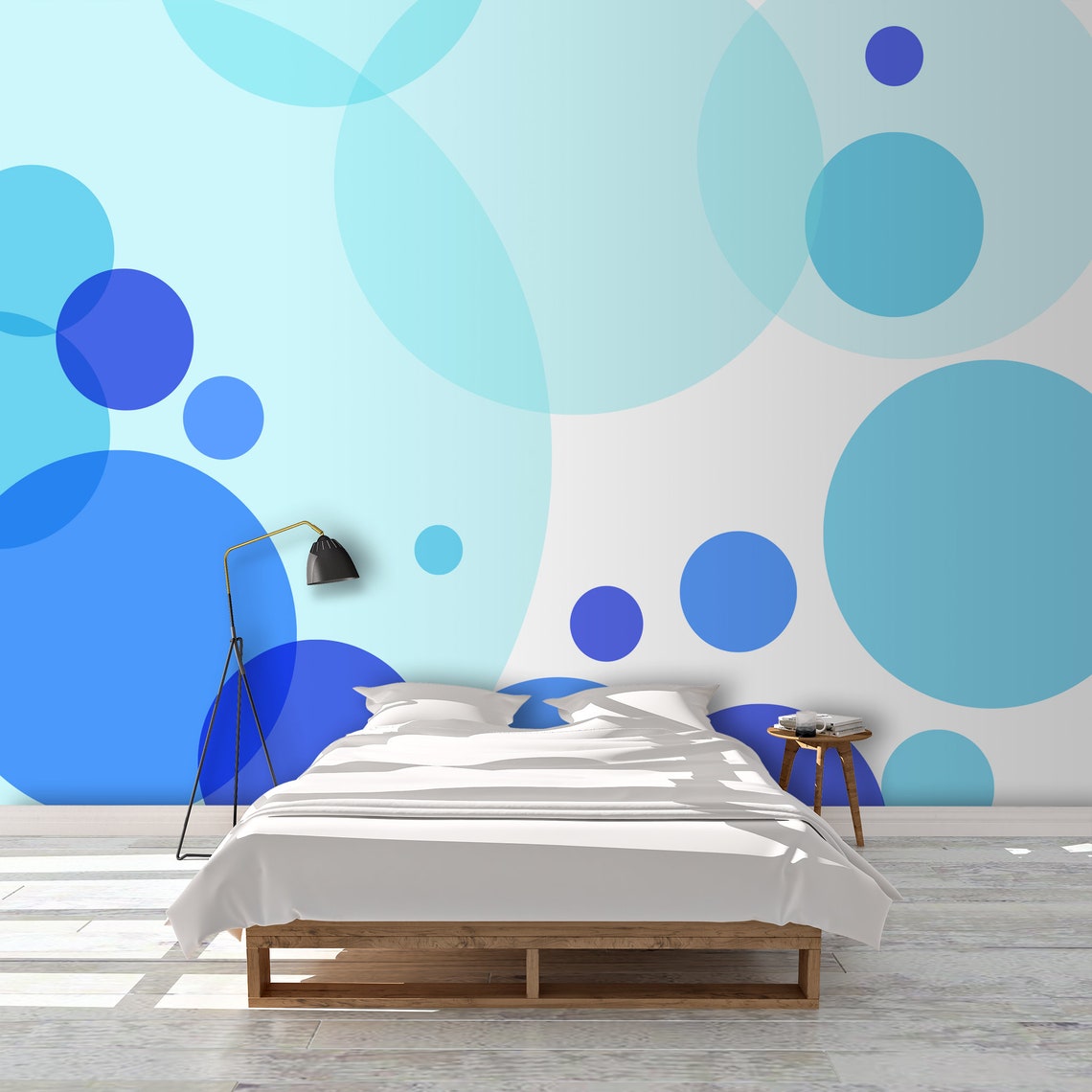 Blue Bubbles Peel and Stick Wall Mural Etsy