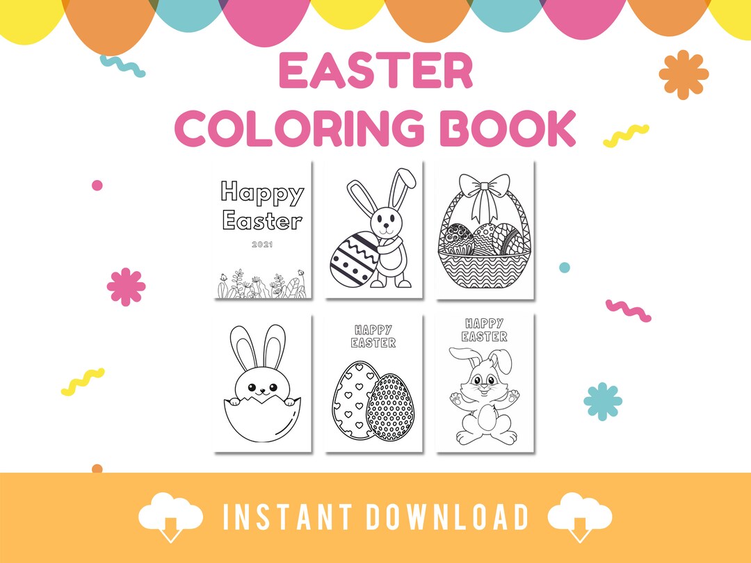 PRINTABLE EASTER COLORING Book Pages Digital Download of 20 Easter