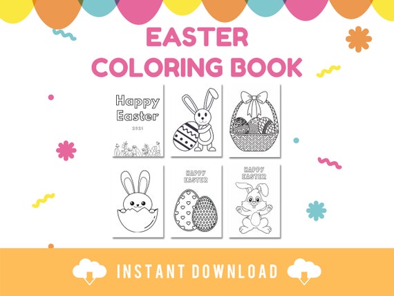 PRINTABLE EASTER COLORING book pages Digital download of 20
