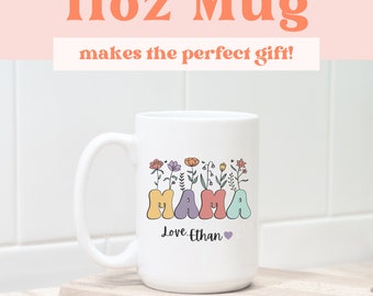 Custom Mug for Mom with Kids Names, Personalized Mug for Mother's Day, Mama Coffee Mug, Gift for New Mom Gift, 11oz Ceramic Mug for Mom