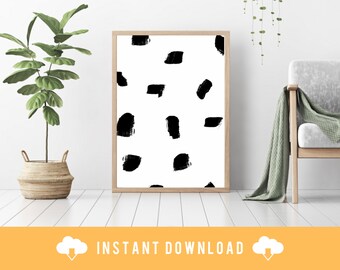 Conjunto de arte de pared imprimible de dos impresiones / Descarga digital de impresión de arte de pared para sala de estar / arte minimalista abstracto en blanco y negro