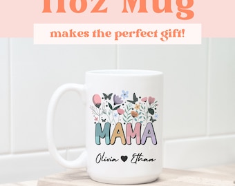 Custom Mug for Mom with Kids Names, Personalized Mug for Mother's Day, Mama Coffee Mug, Gift for New Mom Gift, 11oz Ceramic Mug for Mom