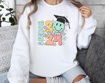 Retro Groovy 2024 Senior Class Sweatshirt, 2024 Graduate, Custom Year Shirt, Apparel for High School Seniors, Senior Graduation Gift