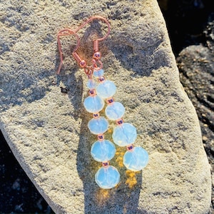 Opalite & Rose Gold Glass Cascade Earrings