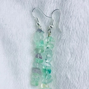 Pendientes de fluorita cruda brillantes