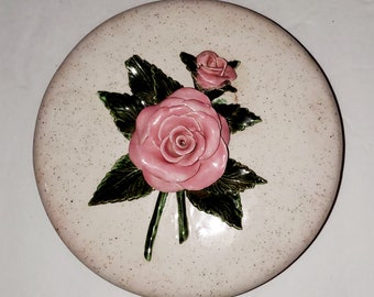 Unique Vintage Rose-Crested Ceramic Jewelry/Trinket Dish/Box