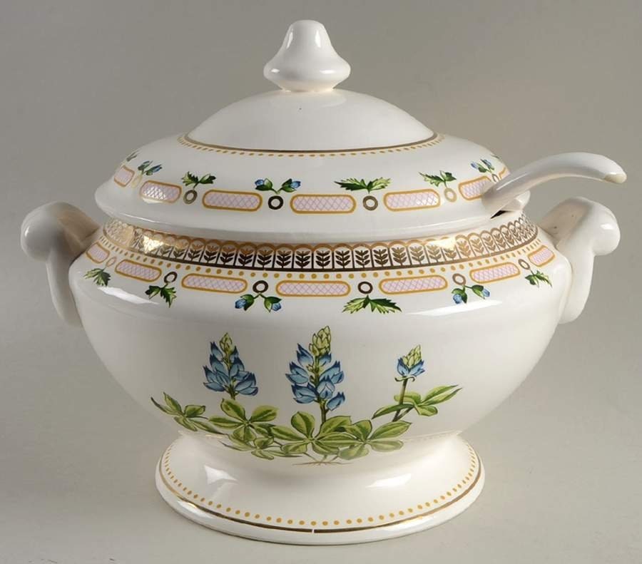 Three Piece Tureen & Lid W/ladle Handpainted Floral Potpourri Etsy UK