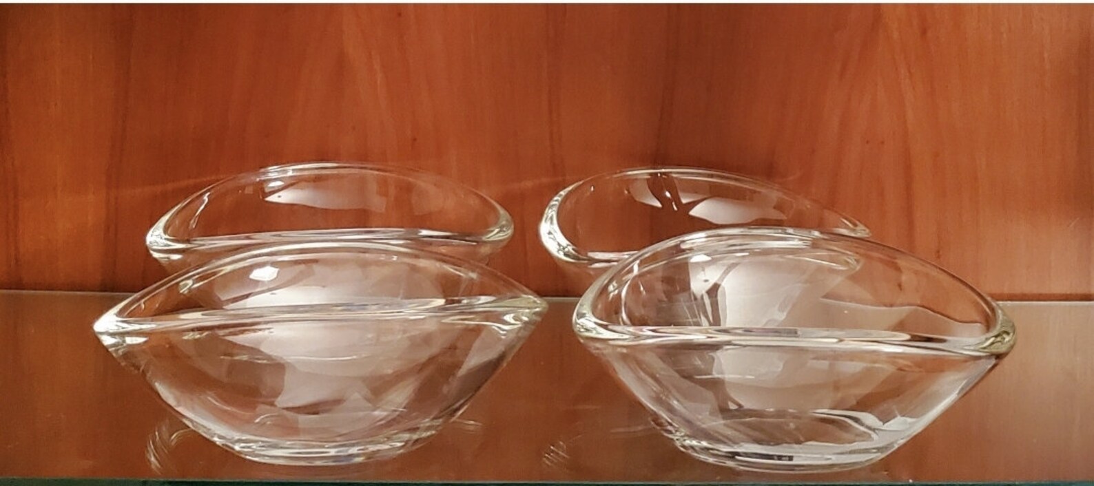 Clear Thick Sloping Glass 5piece Salad Bowl Set Etsy