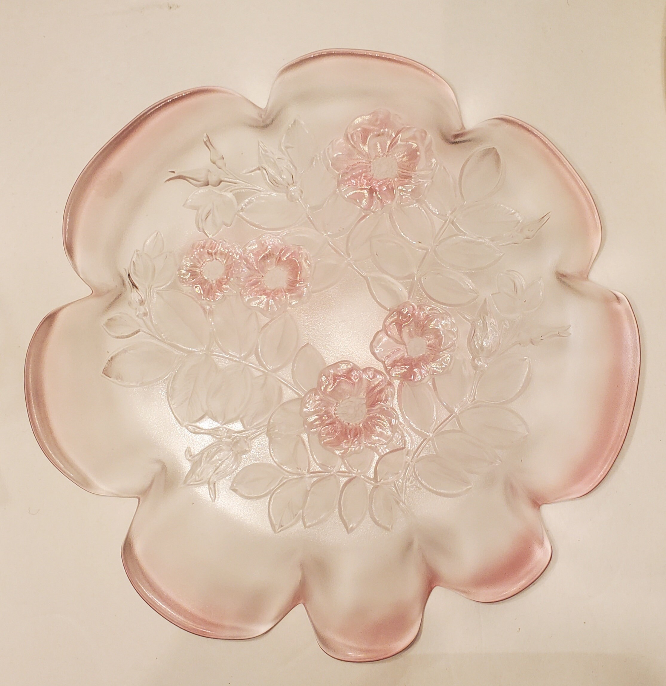 Vintage Mikasa Rosella Round Pink Roses Glass Serving Etsy Canada