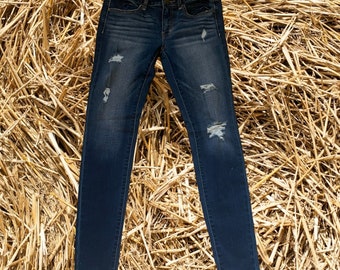 Titel: Vintage American Eagle Outfitters Super Super Stretch Jeggins Wonens Designer Ripped Distressed Jeans ~ Größe S (US-4)