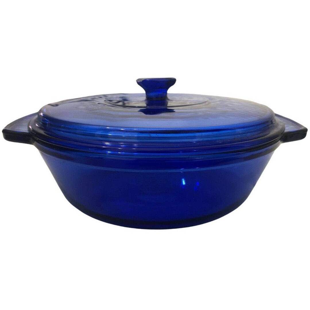 Anchor hocking cobalt blue glass casserole dish 2 quart 9 with lid oven