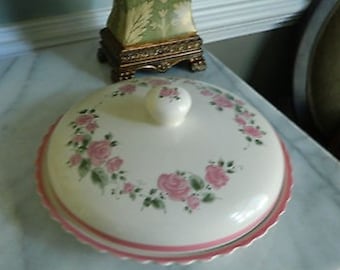 Vintage Gibson Roseland Floral Pie Plate with Lid - Pre-Owned