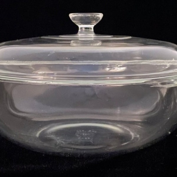 Vintage Pyrex Covered Casserole Dish 024 Bowl 2 QT/1.9L Round Glass Casserole Mixing Bowl 624C with Lid