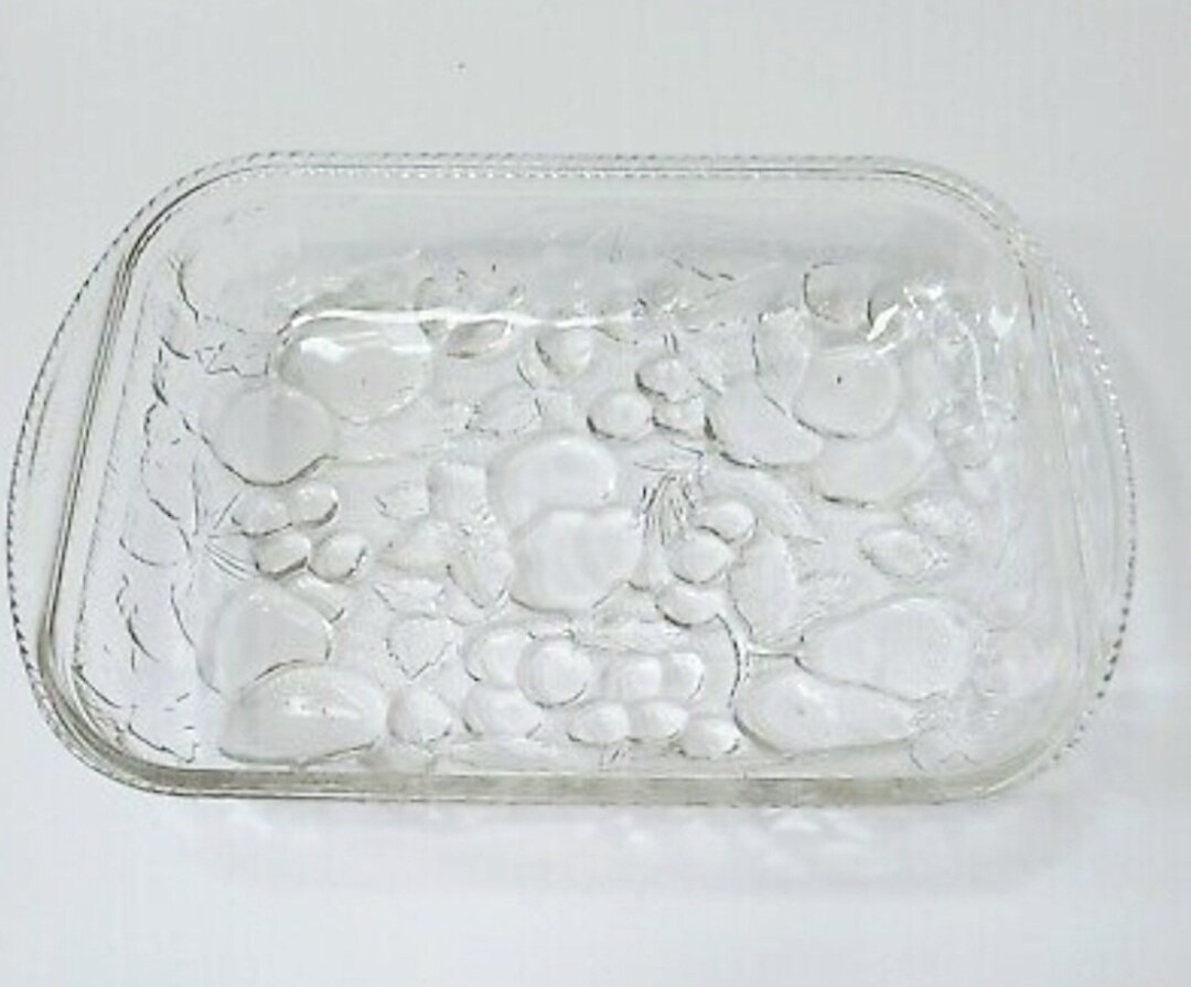 Vintage Clear Libbey Glass Orchard Fruit Casserole Baking Dish 12 X 9 Ovenproof Etsy