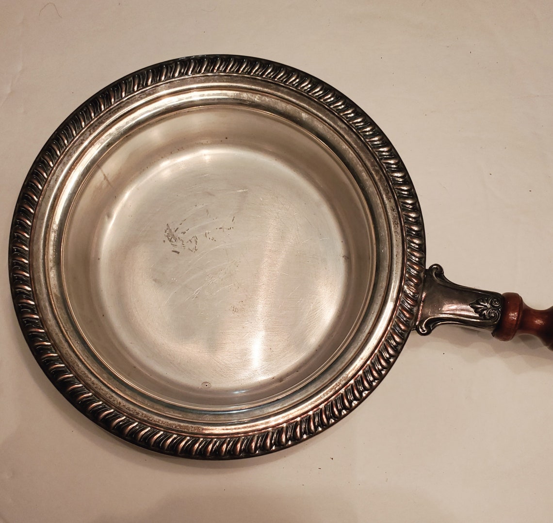 Vintage Silver Plated Chafing Pan With Wooden Handle Etsy