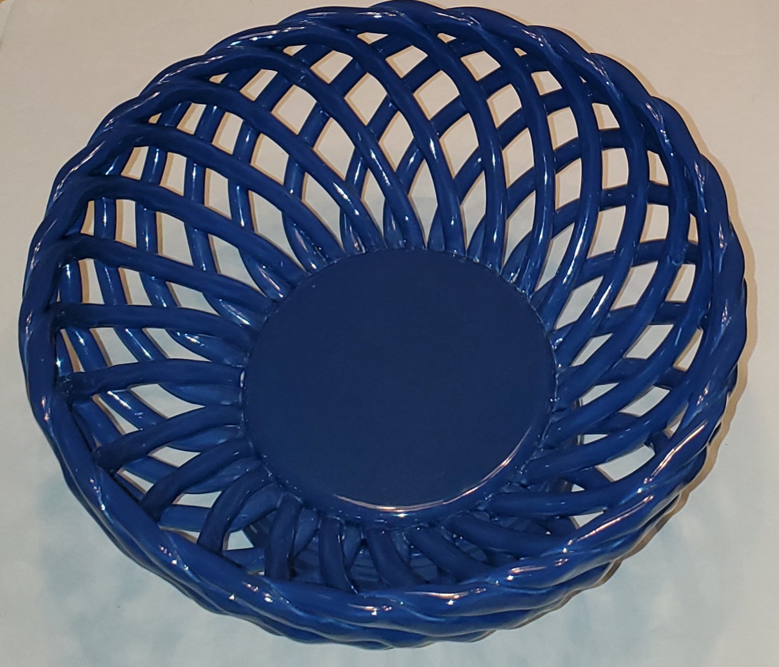 Rare Blue Porcelain Weave Woven Ceramic Decorative Fruit Bread Etsy