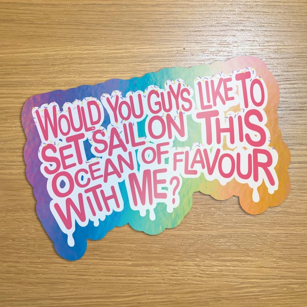 Rainbow Holo Scoops Ahoy Slogan Sticker